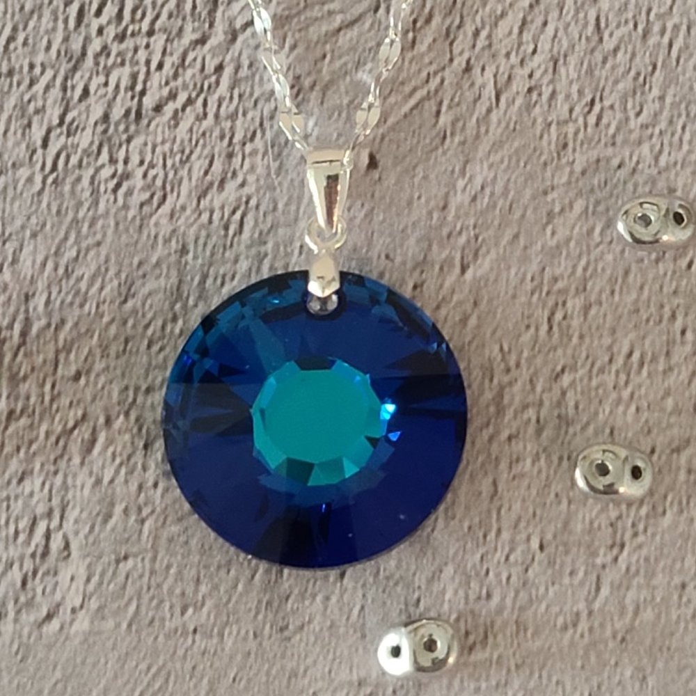 Swarovski® Crystal Blue Sun Pendant on a Chain